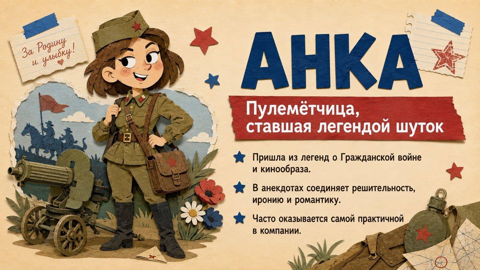 Анка — пулемётчица, ставшая легендой шуток. Анекдоты про Чапаева
