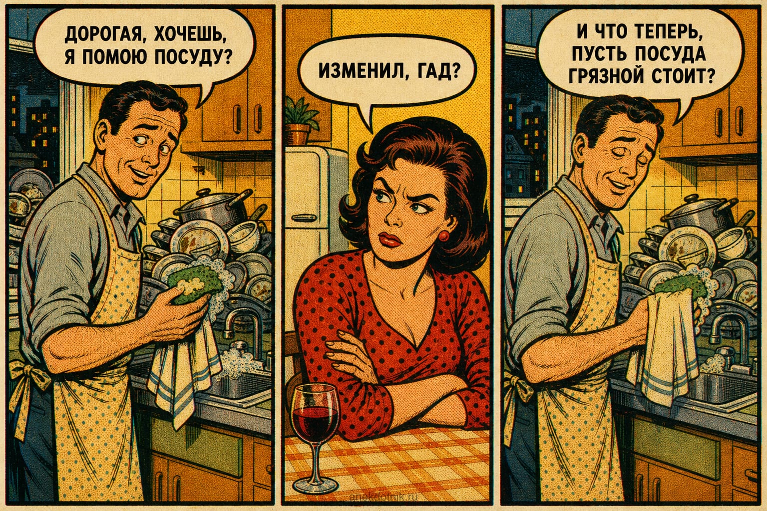 Помыл посуду