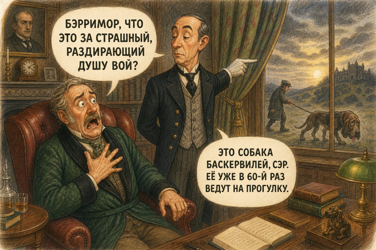 Собака Баскервилей на прогулке
