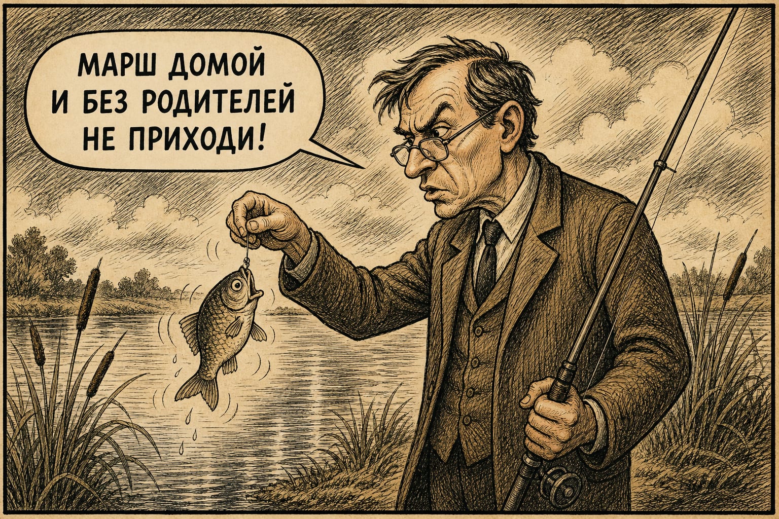Учитель и карасик